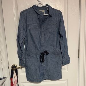 Lands' End Blue Denim Jumpsuit